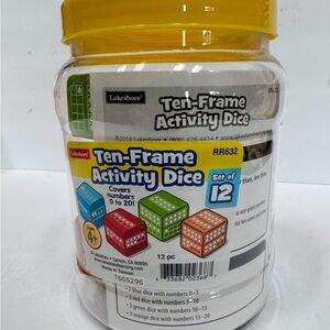 Lakeshore Ten-Frame Activity Dice Set of 12 - Multicolor